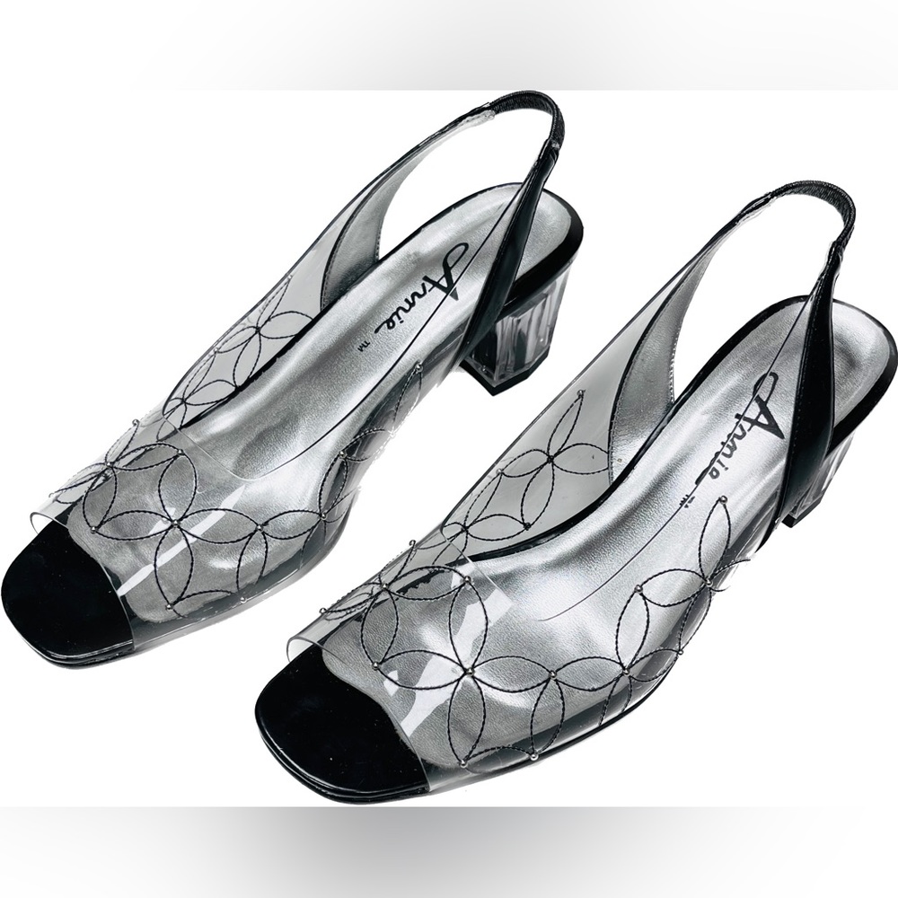 Annie Women’s Black Clear Block Dreas Heels